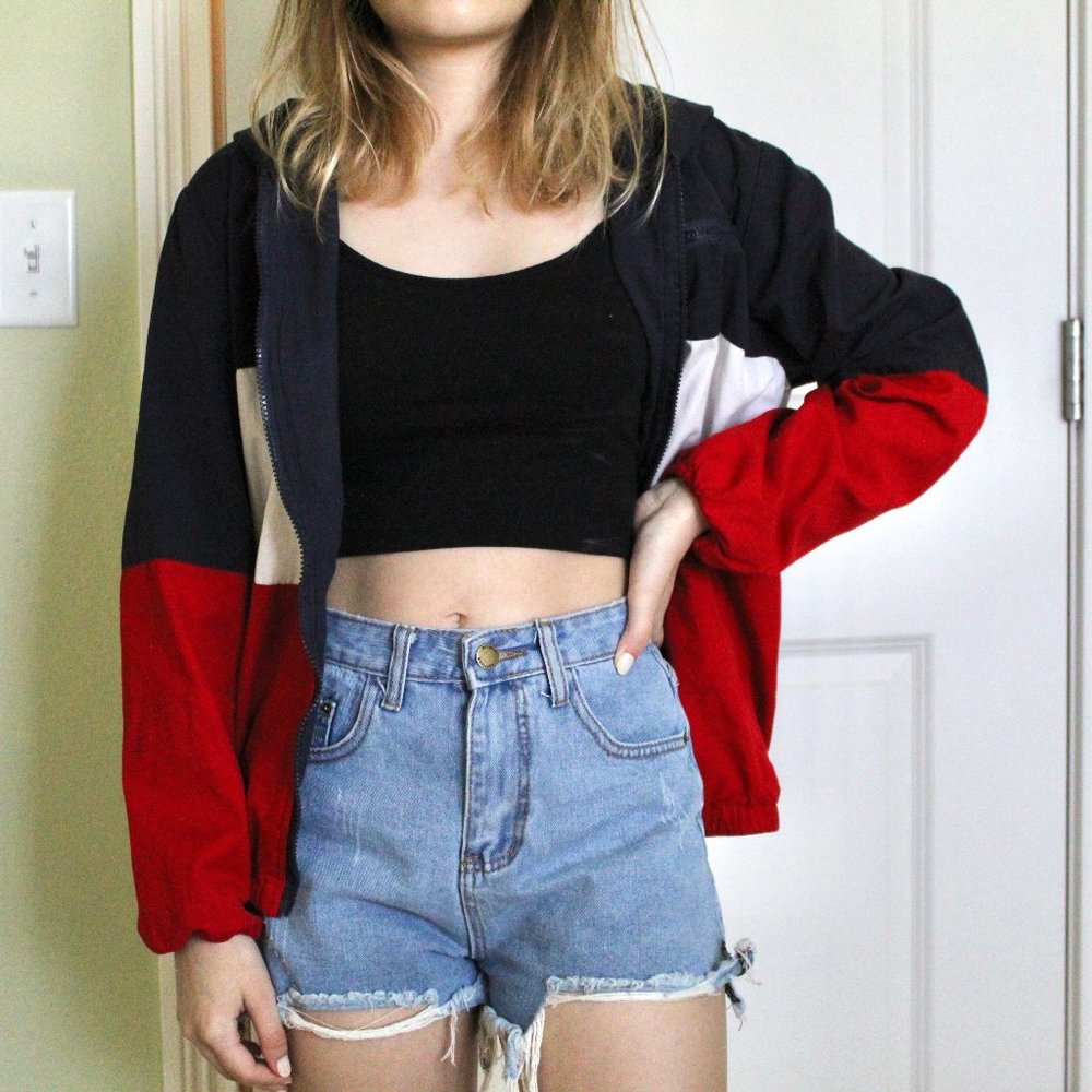 Brandy Melville Zip Red White & Blue Windbreaker
